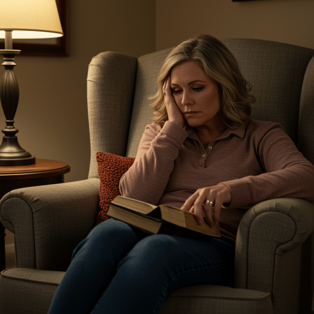Hands holding a Bible with the mat glowing in the background