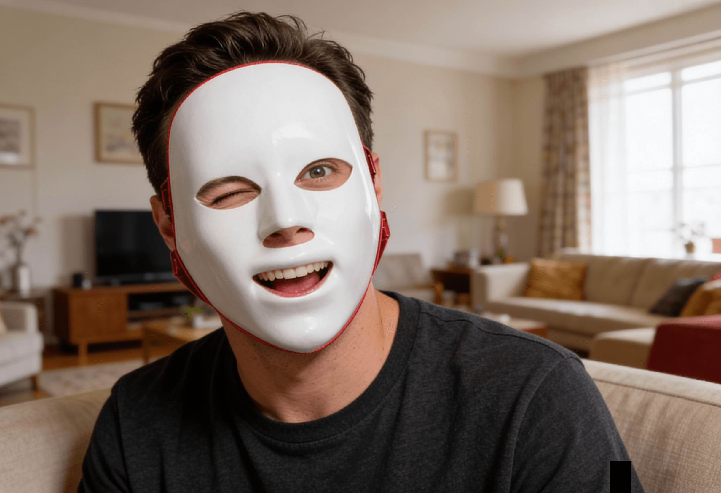 Man using LED mask